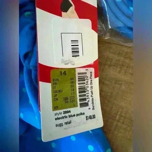 ☀️👙Spanx Bandeau Push Up One Piece Swimsuit ~ Polka ~ 14~NWT!~Removable Straps - Picture 9 of 10